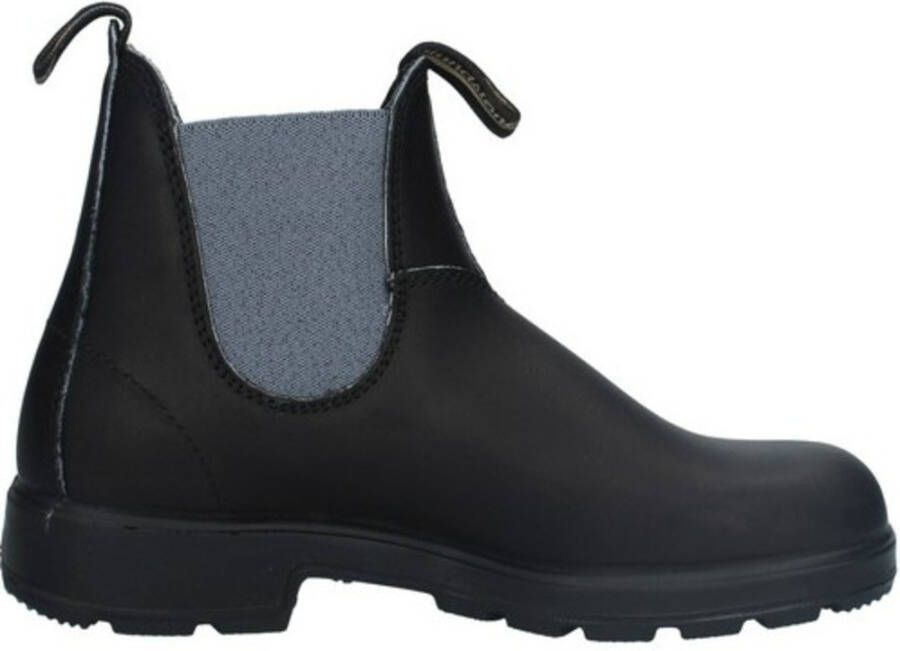 Blundstone Zwarte leren enkellaarsjes met marineblauwe elastieken aan de zijkant - Foto 4