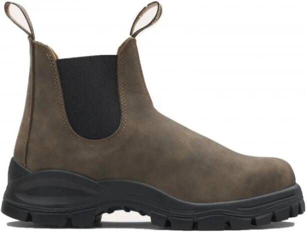 Blundstone Boots Washed Brown Lug Boot With Elastic Side Inserts in bruin