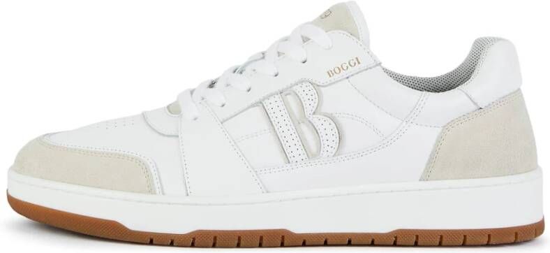 Boggi Milano Leren sneakers met macro logo White Heren