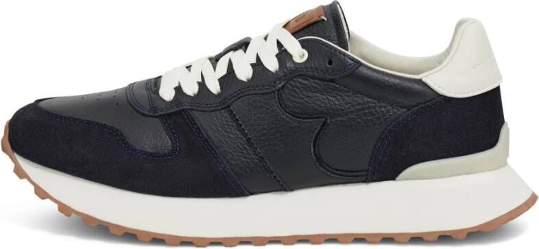 Boggi Milano Tumbled Leather Sneakers Blue Heren