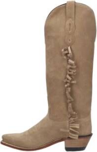 Bootstock Ruffle High Shaft Women Cowgirl Laarzen Beige Dames