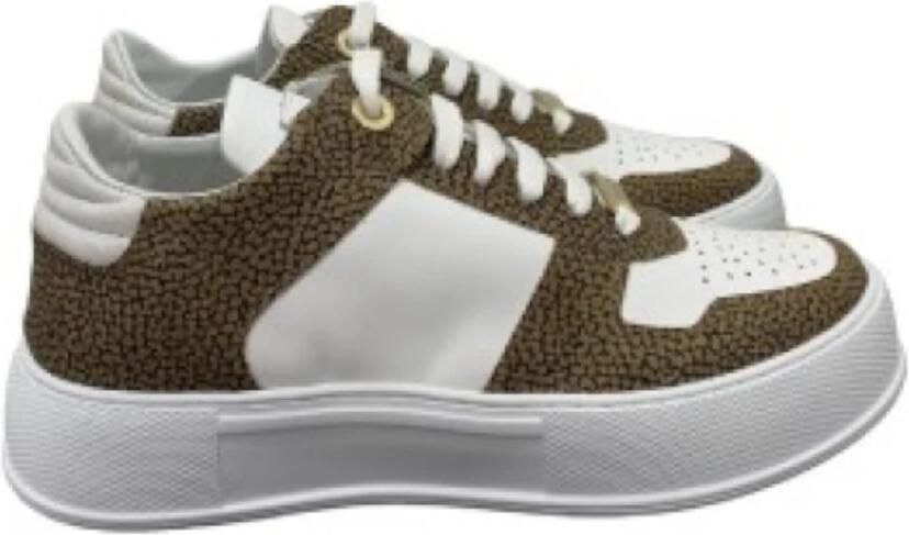 Borbonese Witte leren sneakers met Graffiti OP Natural-inzetstukken White Dames - Foto 1