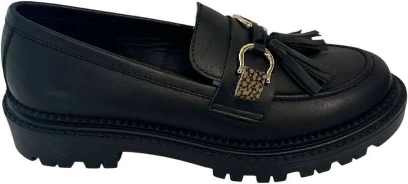 Borbonese Leren Mocassin met Rubberen Zool Accessoire Black Dames
