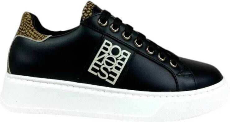 Borbonese Platte sneakers van zacht leer Black Dames