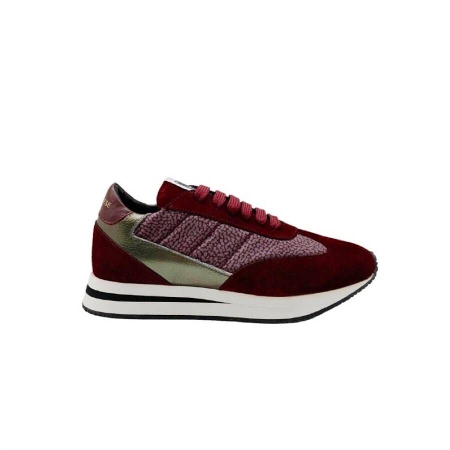 Borbonese Suède en Gelamineerde Sneakers Red Dames