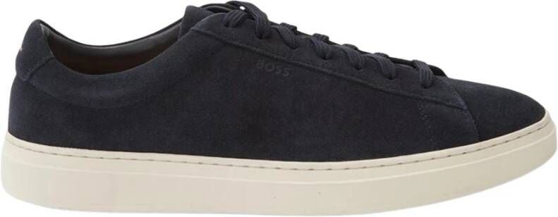 Boss Blauwe Suède Lage Sneakers