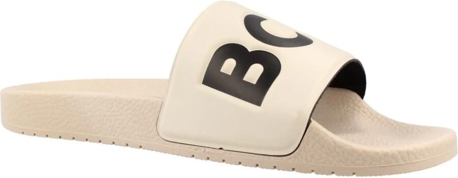 Boss Badslippers met label in reliëf model 'ARYEH'