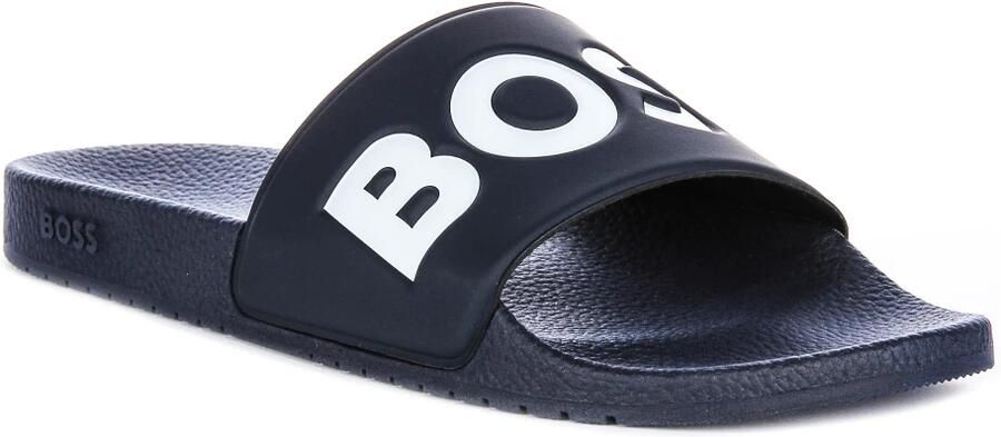 Hugo Boss heren BOSS slippers contrast logo blauw - Foto 7