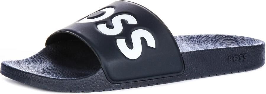 Hugo Boss heren BOSS slippers contrast logo blauw - Foto 8