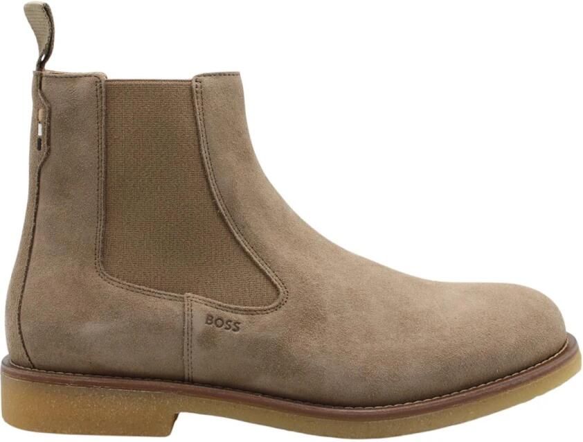 Boss chelsea boots van runder suède met aantreklus