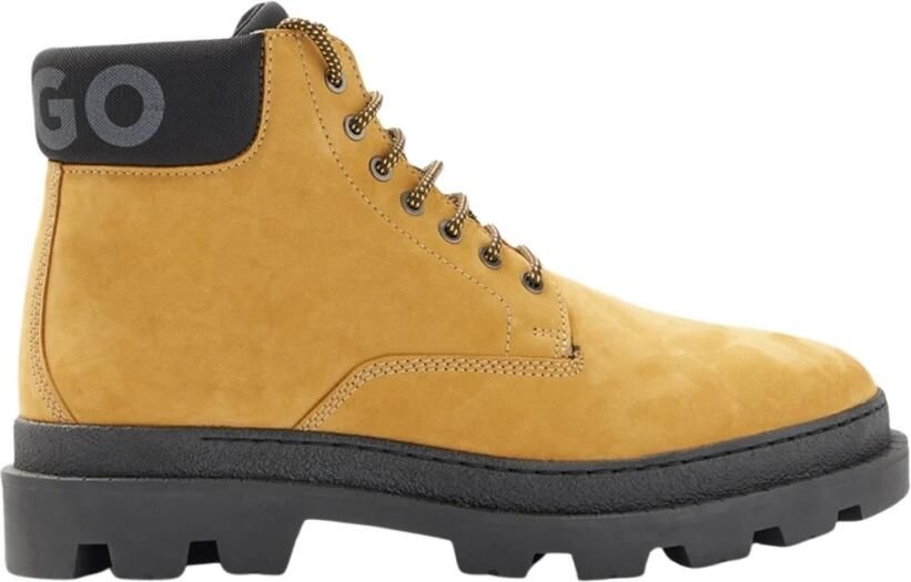 Hugo Gele Nubuck Halfhoge Laarzen met Logo