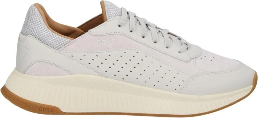 Boss Lage leren sneakers met perforaties
