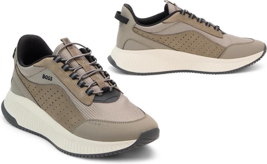 Hugo Sportieve Beige Sneakers met Suède Afwerking
