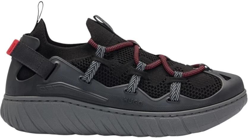 Hugo Boss Zwarte Reeflyn Lage Sneakers Logo Rubber Black Heren