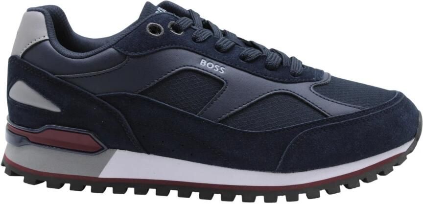 BOSS Lage Sneakers Heren Jonah Runn Textiel Blauw