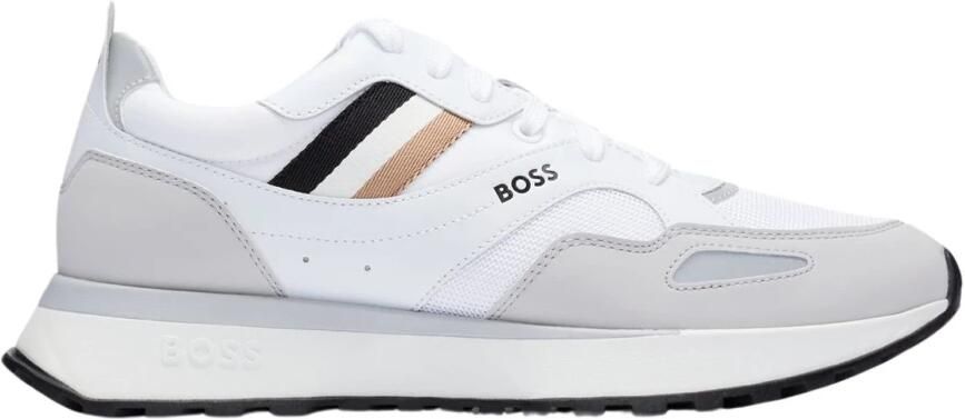 Hugo Boss Sportieve Stijl Witte Sneakers met Merks Kenmerkende Gestreepte Tape White Heren