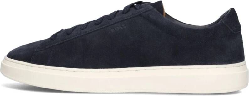 Boss Heren Kieran Sneakers Blauw Suède