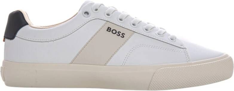 Boss Lage suède sneaker met retro logo White Heren
