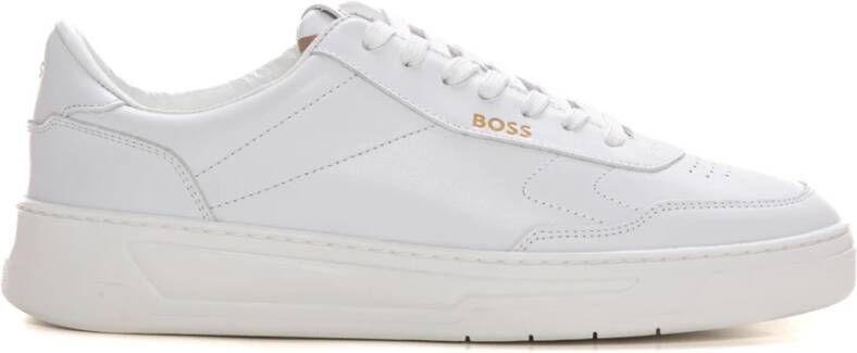 Boss Leren sneakers met veters White Heren