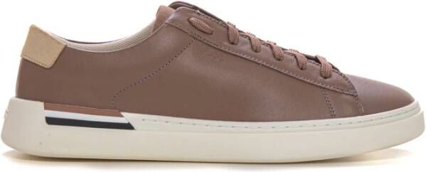 Boss Retro Logo Leder Sneakers met Veters Beige Heren
