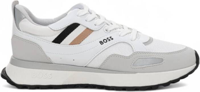 Boss Sneakers van canvas en leer met reflecterend detail