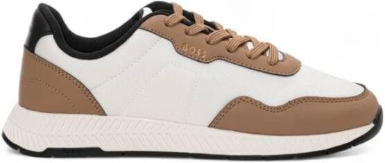 Boss Sneakers van canvas en leer met zijlogo
