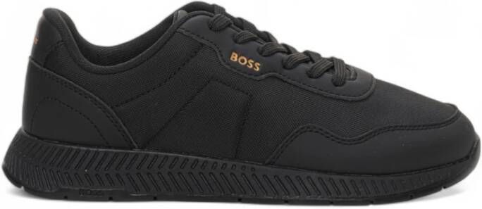 Boss Sneakers van canvas en leer met zijlogo