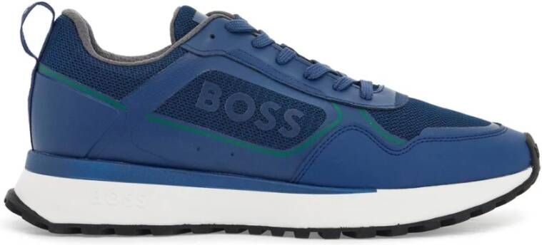 Boss Sporty Groene Sneakers met Witte Zool Blue Heren