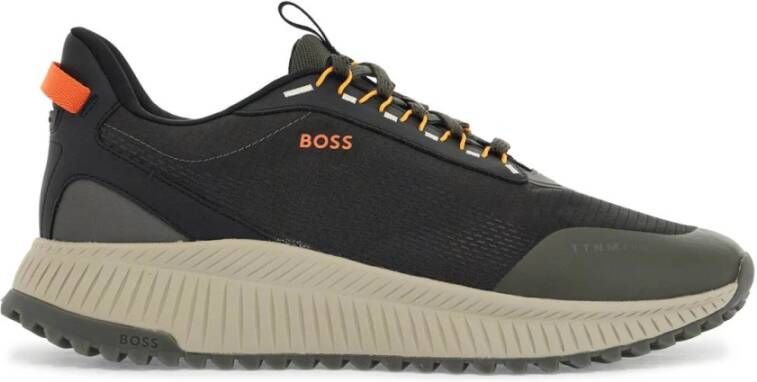 Boss Stedelijke ademende sneakers met oranje details Gray Heren