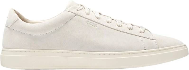 Boss Witte Suède Lage Top Sneakers