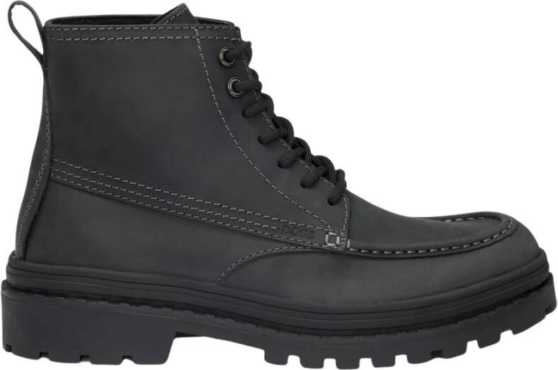 Boss Zwarte leren veterschoenen