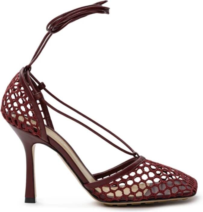 Bottega Veneta Bordeaux Stretch Mesh Sandalen