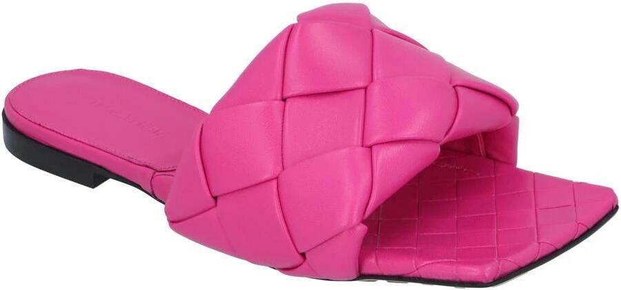 Bottega Veneta Geweven leren Slide Sandalen Roze - Foto 3