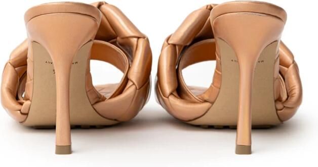 Bottega Veneta Metallic Sandal Mule met Tubular Weave