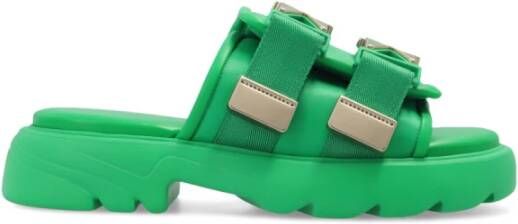 Bottega Veneta -vrouwen flitsen sandalen in groene lamsk. Groen Dames