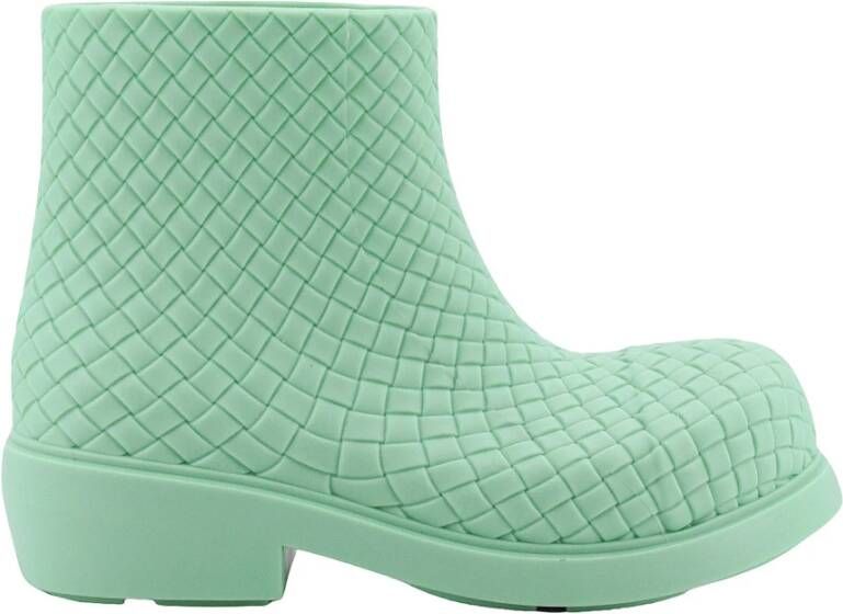 Bottega Veneta Groene Geweven Enkellaarzen Groen Dames