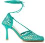 Bottega Veneta Groene Katoenen Leren Dames Sandaal Green Dames - Thumbnail 5
