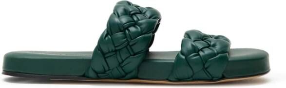 Bottega Veneta Groene Nappa Foulard Slippers met Intreccio
