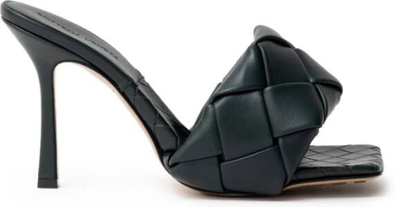 Bottega Veneta Donkergroene Sandaal Muiltje met Vierkante Neus