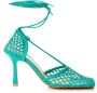 Bottega Veneta Groene Katoenen Leren Dames Sandaal Green Dames - Thumbnail 4