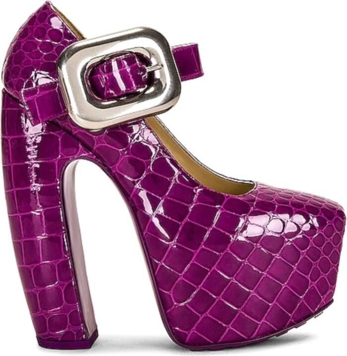 Bottega Veneta Klassieke Leren Sandaal Purple Dames