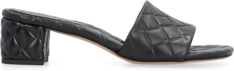 Bottega Veneta Leren Muiltjes met Intrecciato Detail Black Dames