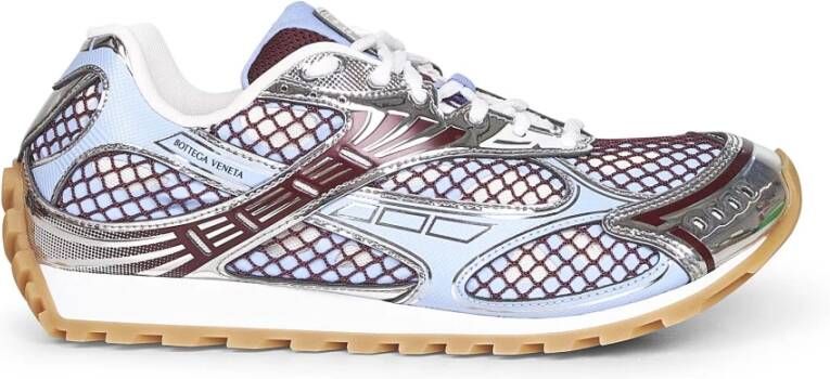 Bottega Veneta Mesh Sneakers met Metallic Leren Inzetstukken