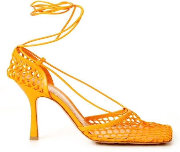 Bottega Veneta Oranje Mesh Stretch Stiletto Pumps