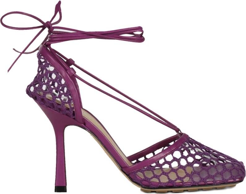Bottega Veneta Paarse Mesh Leren Sandalen