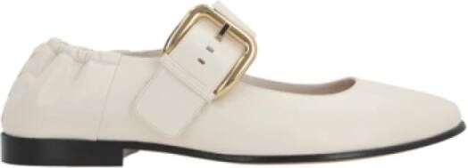 Bottega Veneta Platte Mary-Jane Schoenen Ivoor Leer Beige Dames