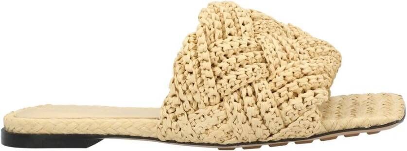 Bottega Veneta Raffia Platte Slide Sandalen
