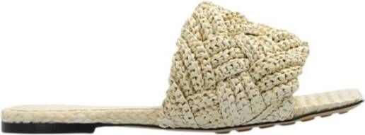 Bottega Veneta Raffia Witte Platte Sandaal