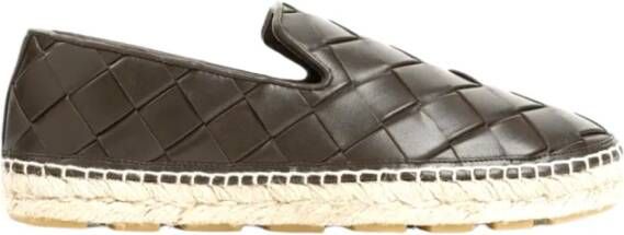 Bottega Veneta Leren Instap Espadrilles met Intreccio Motief Brown Dames