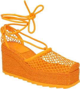 Bottega Veneta Stretch Mesh Espadrilles in Oranje Dames